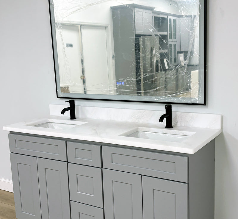 Modern Grey Shaker Kitchen with Glass Accents